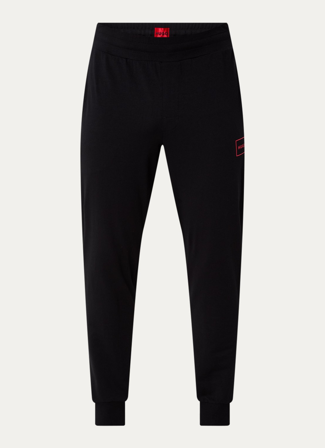 HUGO Laze tapered fit loungebroek met logo - voorkant 5 zwart