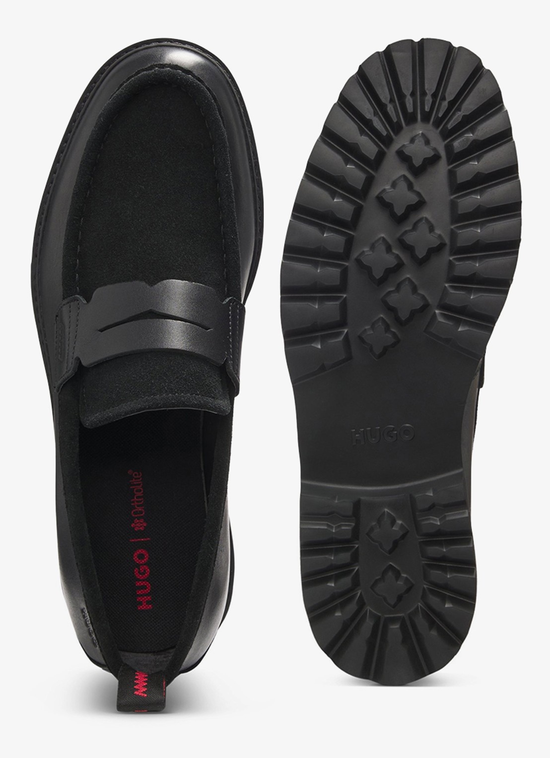 HUGO Loafer van leer met logo - achterkant 5 zwart