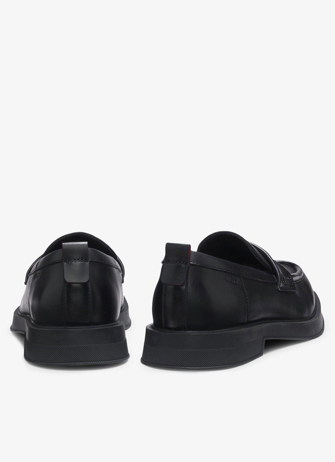HUGO Loafer van leer met logo - achterkant 3 zwart