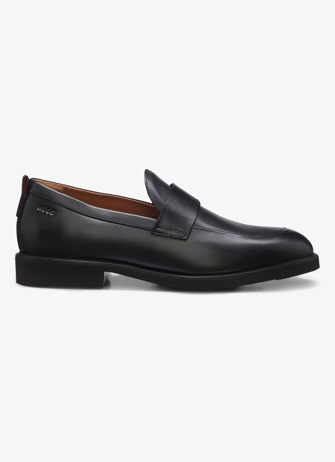 HUGO Loafer van leer  - voorkant 2 zwart