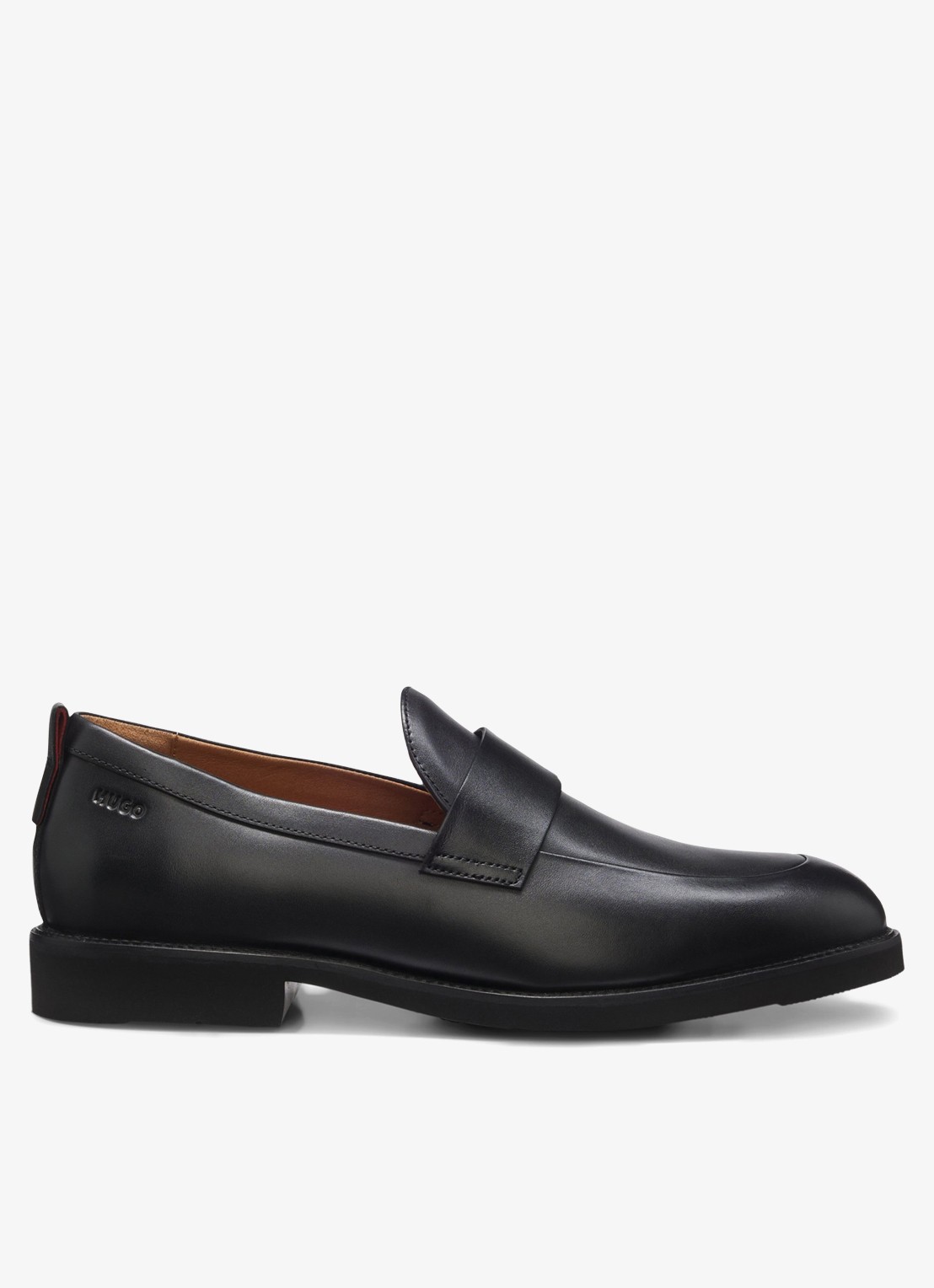 HUGO Loafer van leer  - voorkant 3 zwart