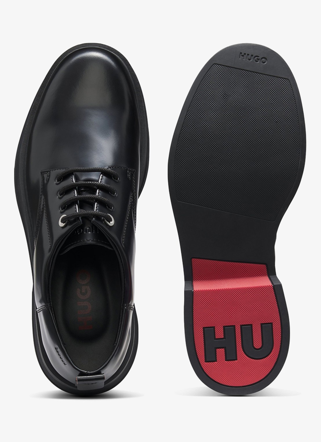 HUGO Loafers van leer - achterkant 2 zwart
