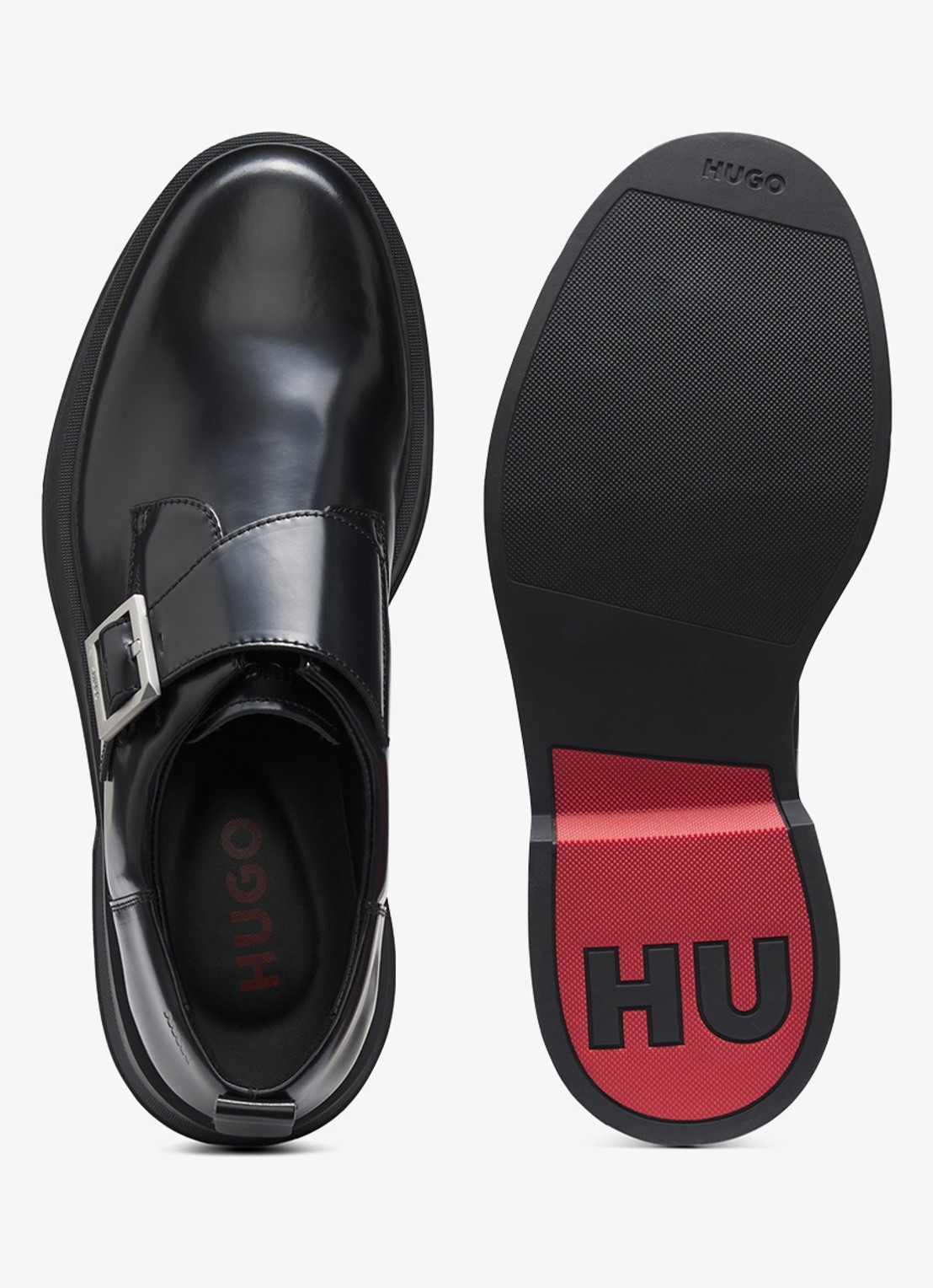 HUGO Loafers van leer - achterkant 2 zwart