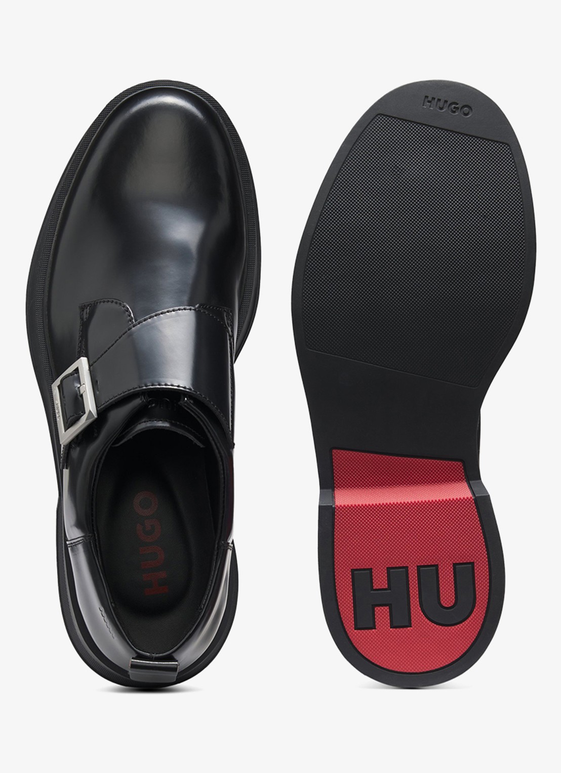 HUGO Loafers van leer - detail 5 zwart