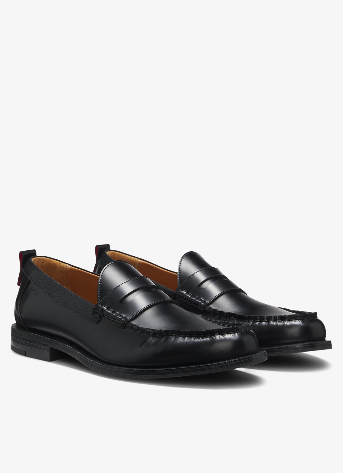 HUGO Loafers van leer - detail 3 zwart