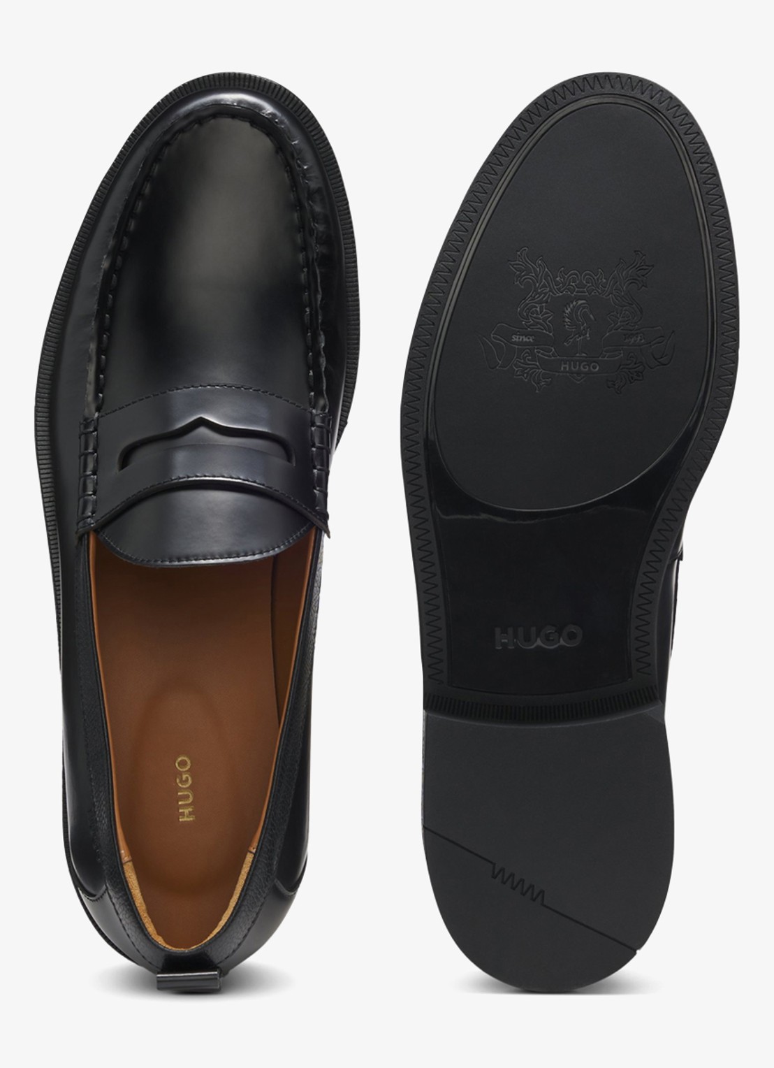 HUGO Loafers van leer - detail 4 zwart