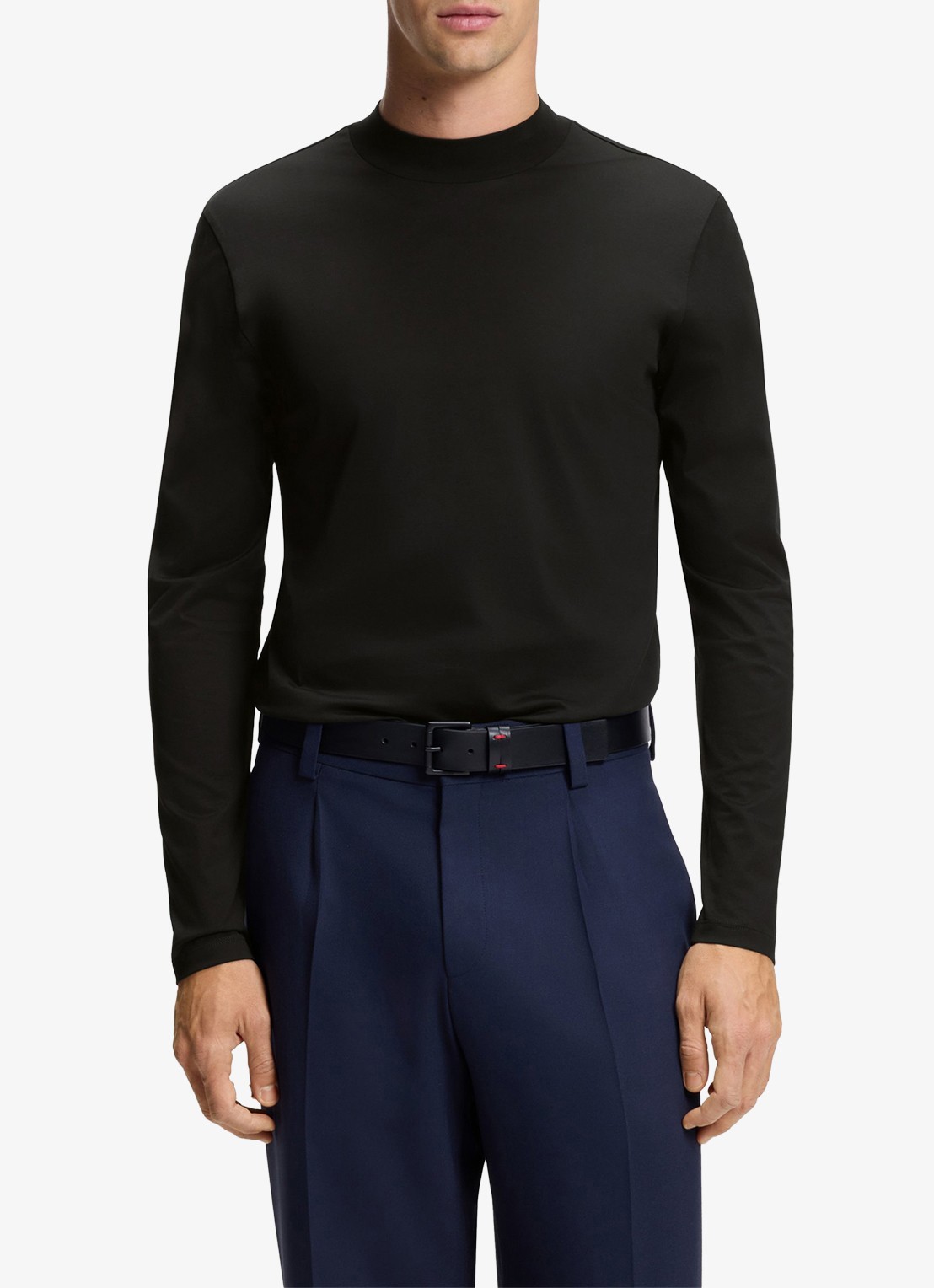 HUGO Longsleeve met opstaande kraag - detail 2 zwart