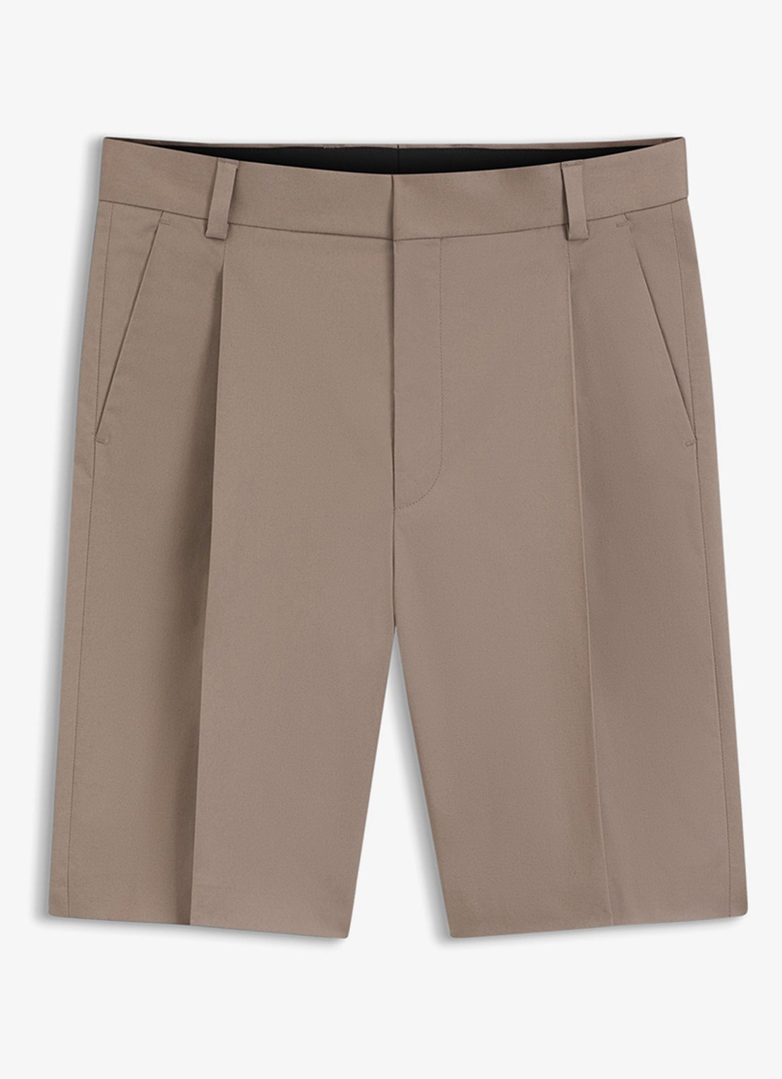 HUGO Loose fit korte broek met plooien - voorkant lichtbruin