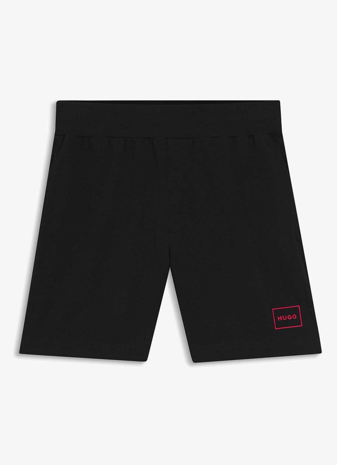 HUGO Lounge straight fit korte loungebroek met steekzakken - voorkant 3 black-001 / zwart