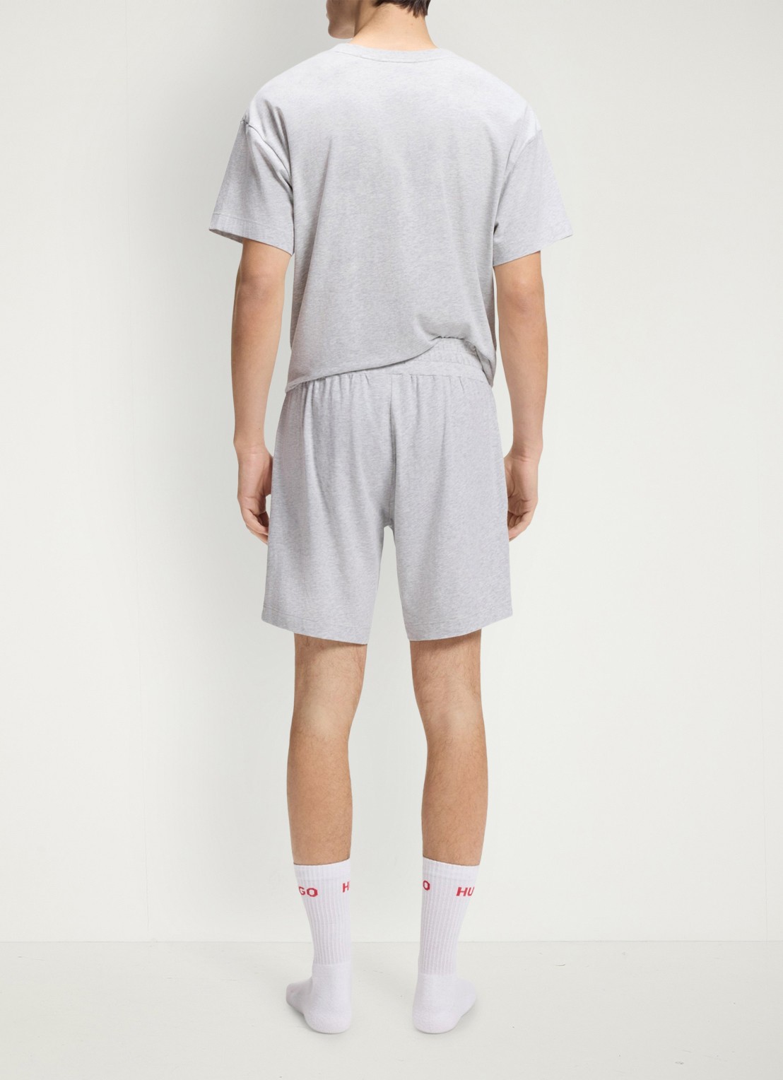 HUGO Lounge straight fit korte loungebroek met steekzakken - achterkant light/pastel grey-052 / grijs