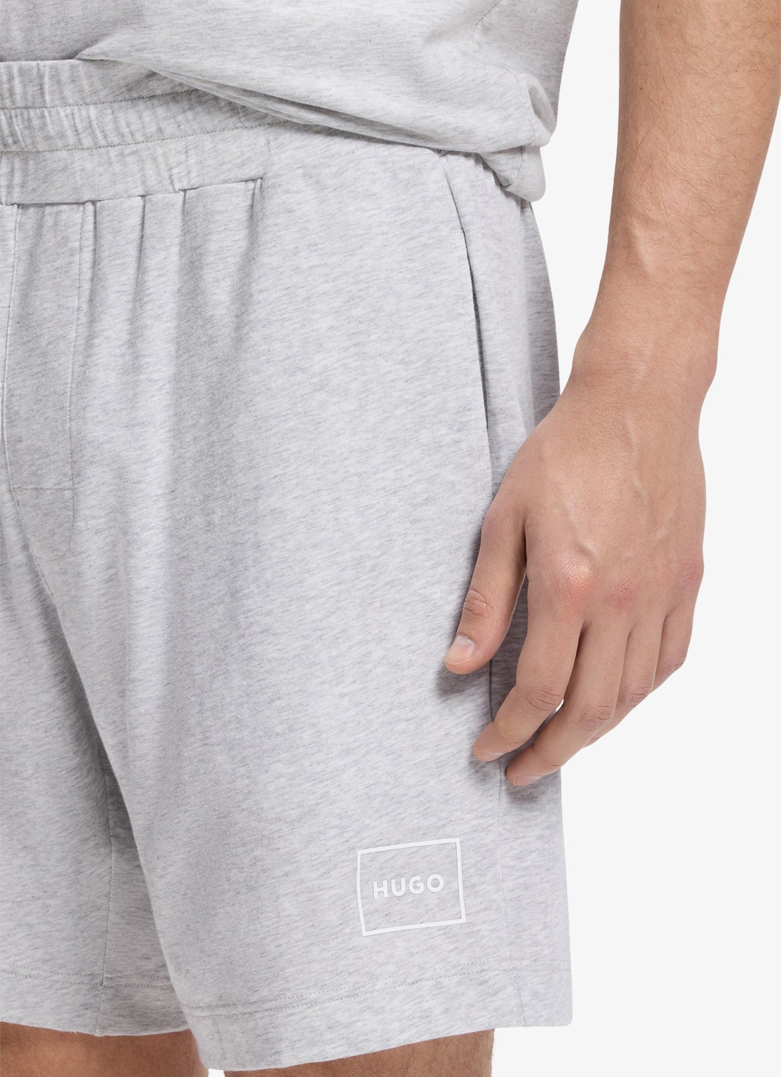 HUGO Lounge straight fit korte loungebroek met steekzakken - detail 5 light/pastel grey-052 / grijs