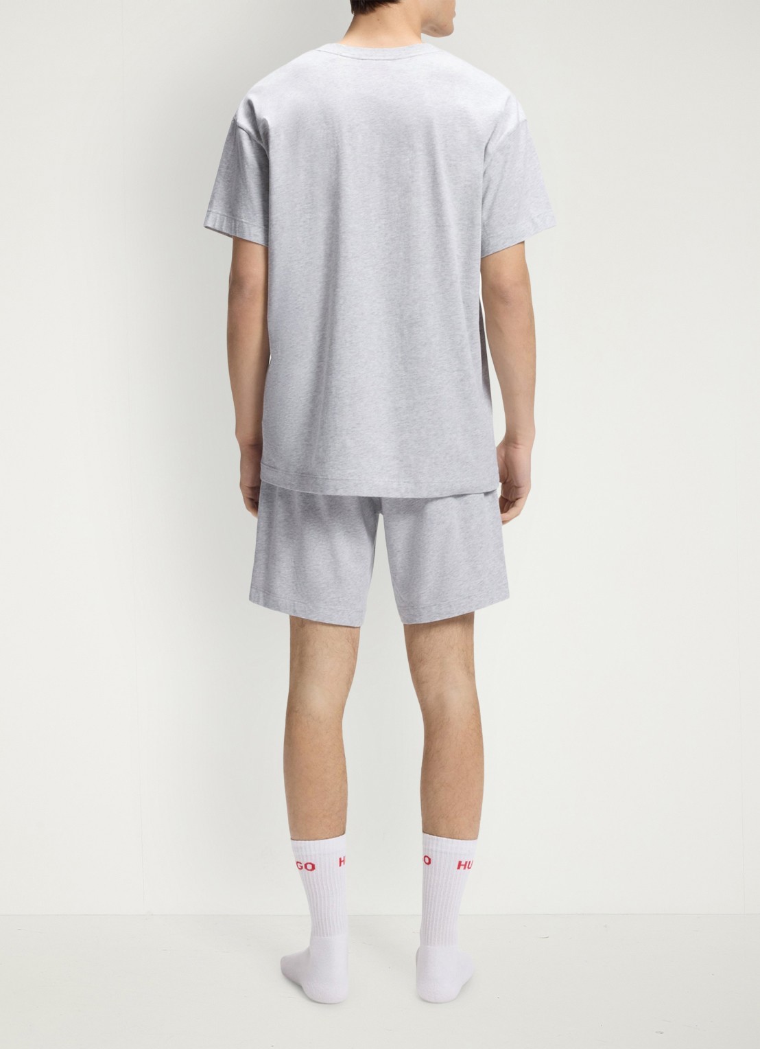 HUGO Lounge T-shirt met logo - achterkant 5 light/pastel grey-052 / grijs