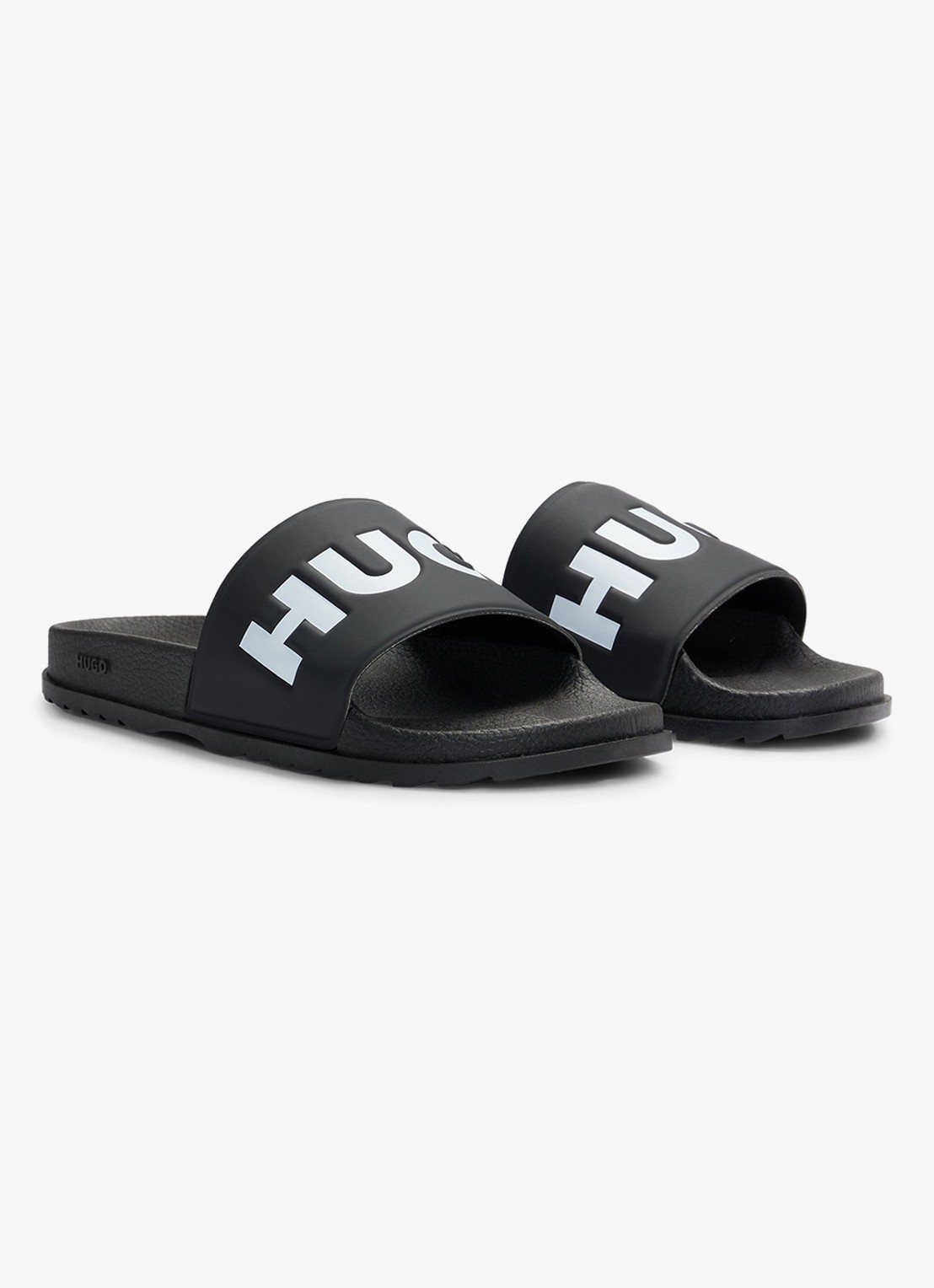 HUGO Match It slipper met logo - detail zwart
