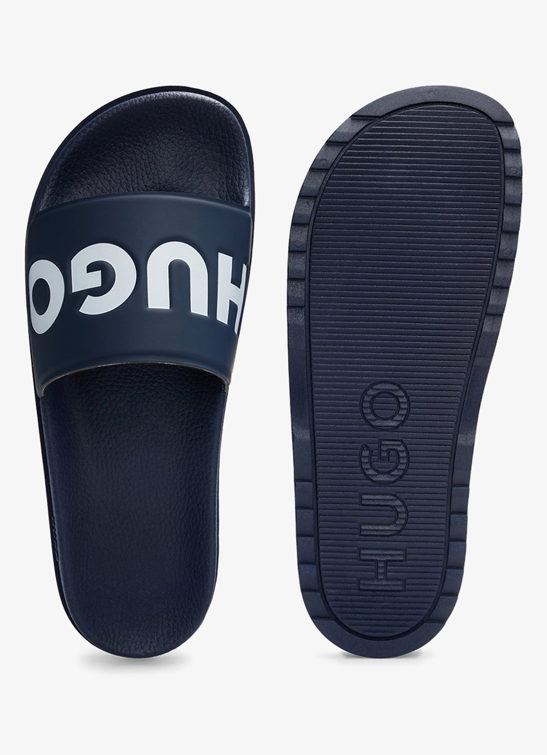 HUGO Match It slipper met logo - detail 2 donkerblauw