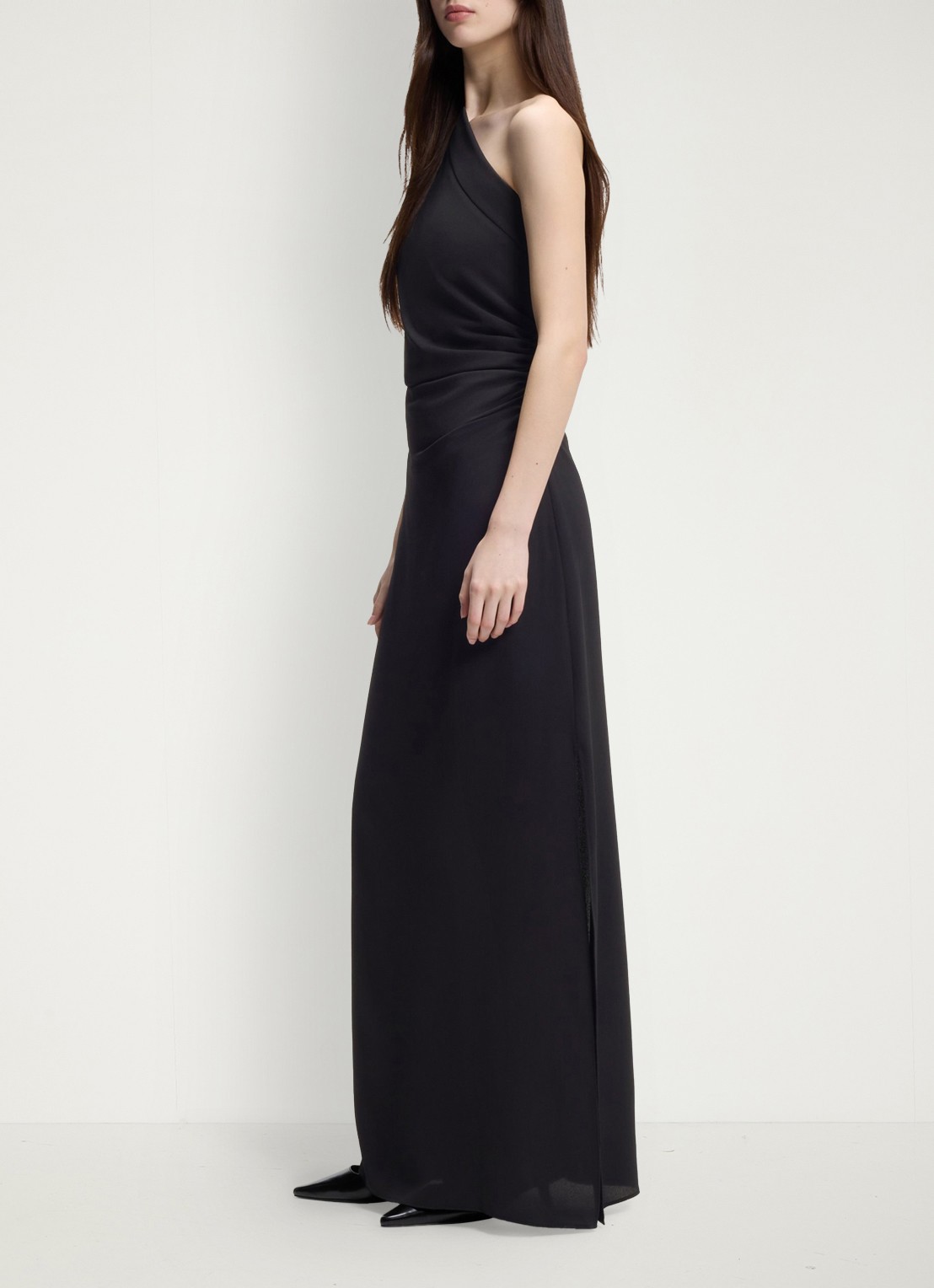 HUGO Maxi jurk met asymmetrische hals - detail 5 zwart