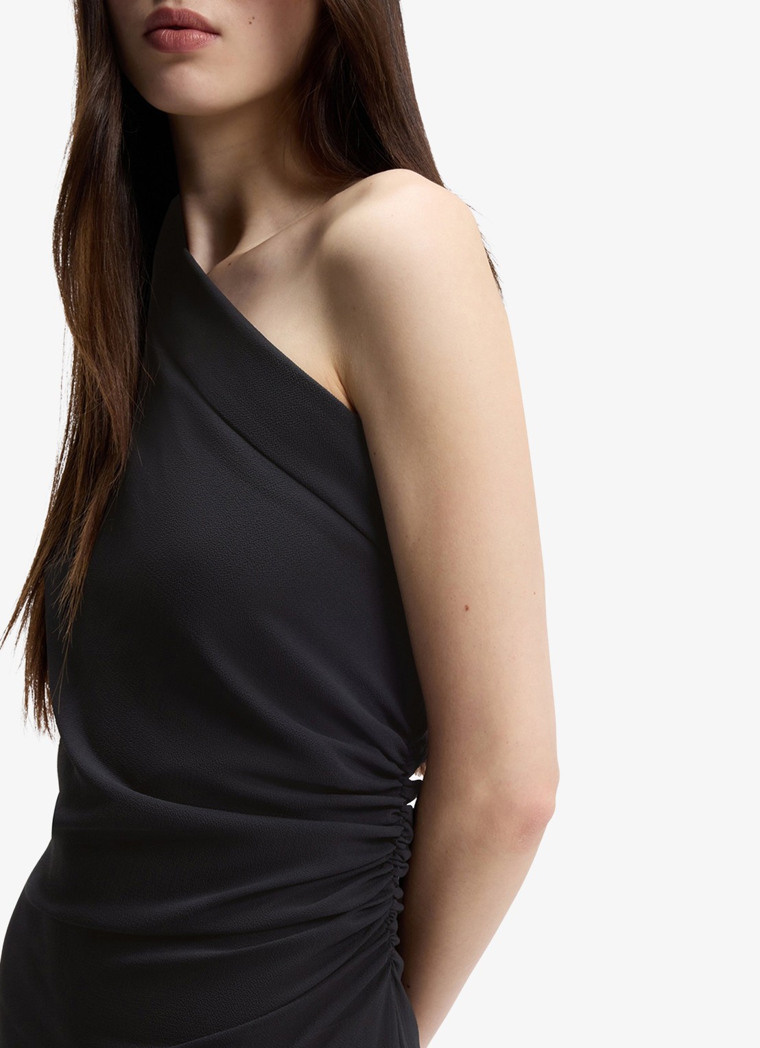 HUGO Maxi jurk met asymmetrische hals - detail 6 zwart