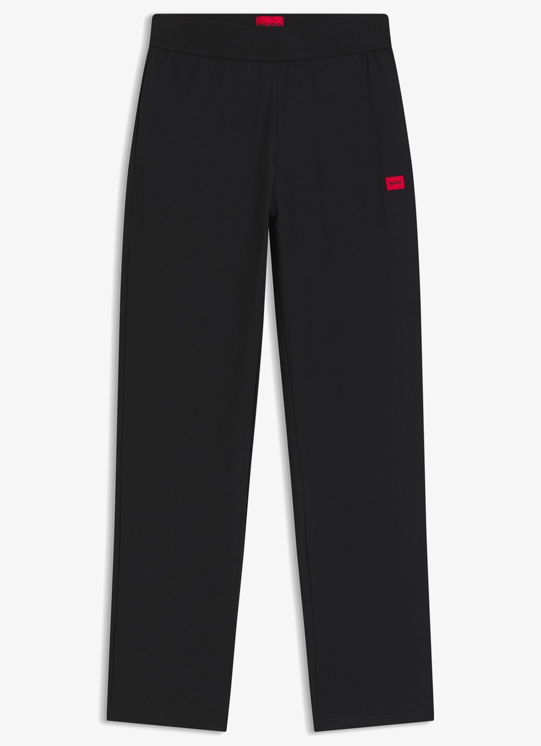 HUGO Mid waist wide fit lounge joggingbroek met logo - voorkant 4 zwart