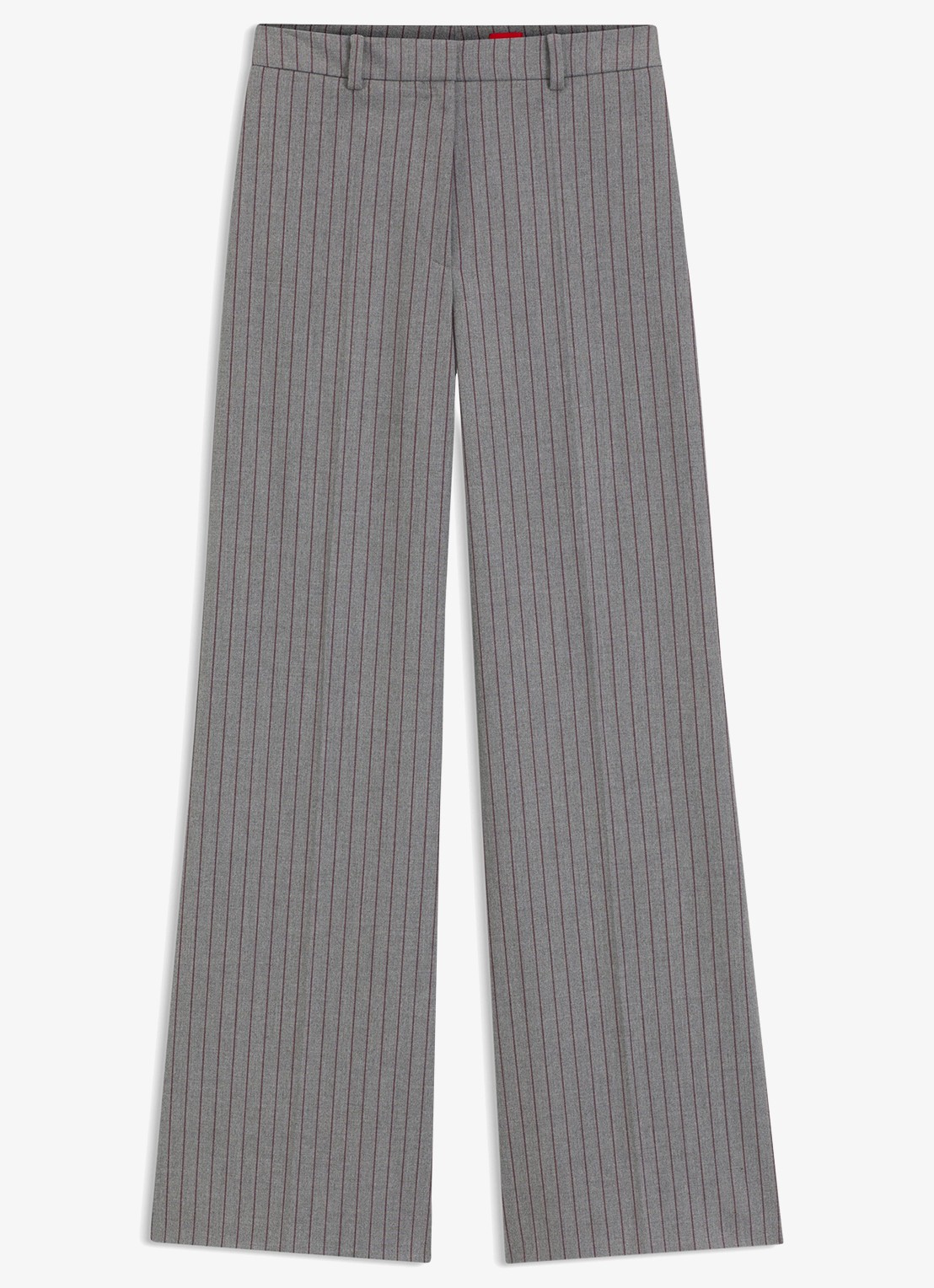 HUGO Mid waist wide fit pantalon met krijtstreep - voorkant lichtgrijs