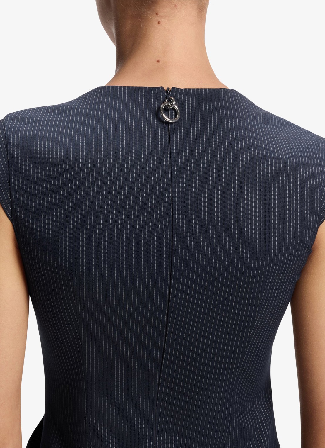 HUGO Midi jurk met gedrapeerd detail - detail 3 donkerblauw
