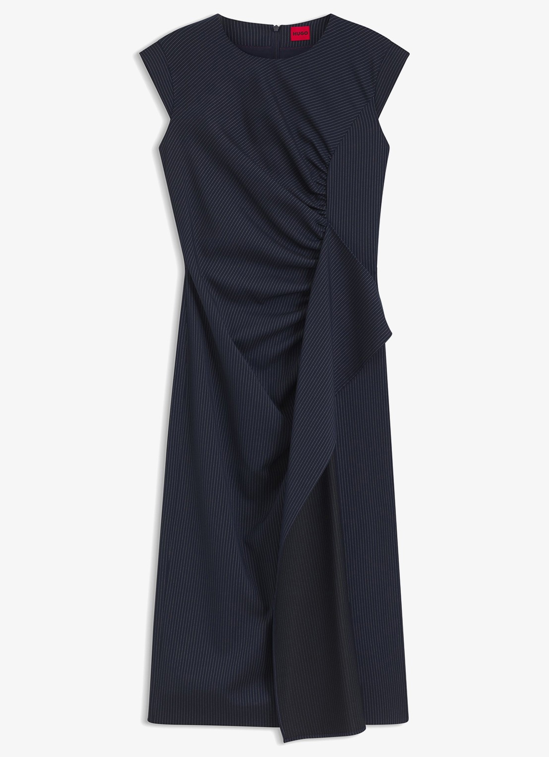 HUGO Midi jurk met gedrapeerd detail - voorkant 6 donkerblauw
