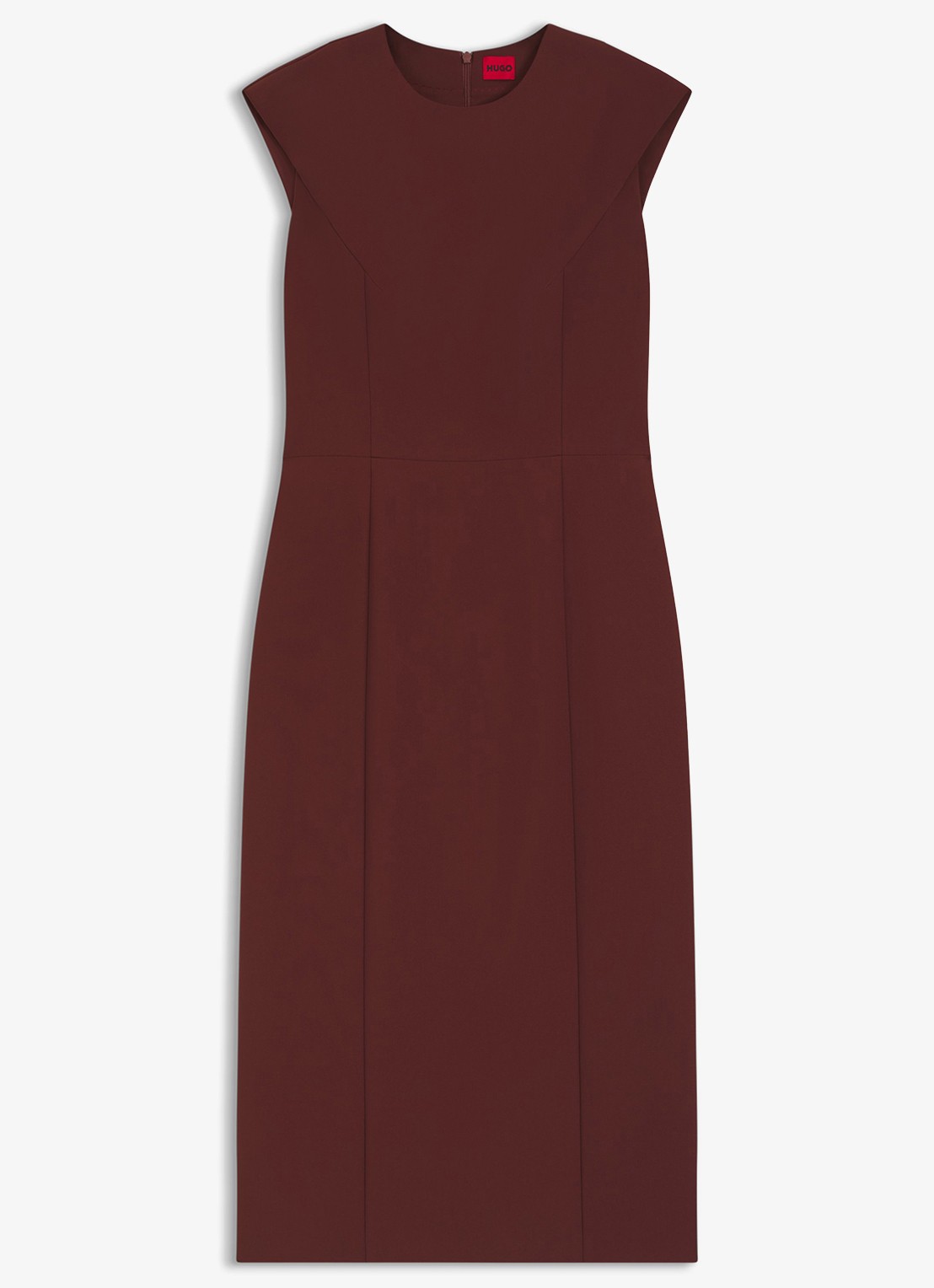 HUGO Midi-jurk met kapmouwen - voorkant brown overflow-904 / bruin