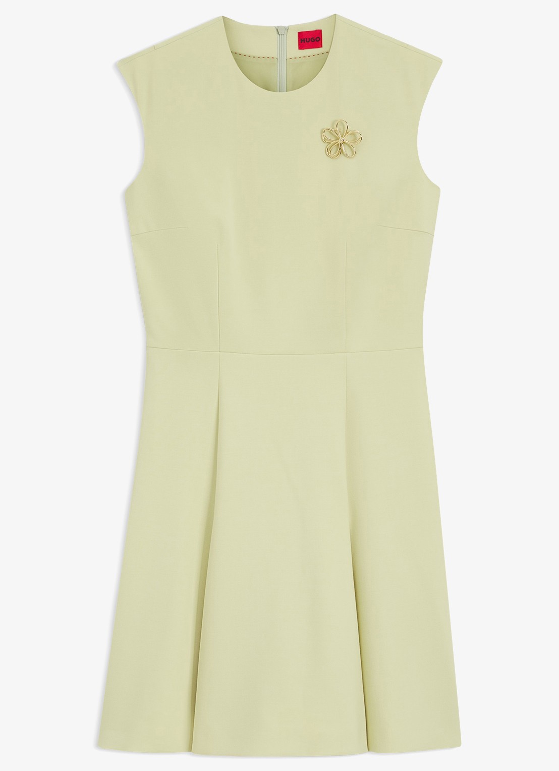 HUGO Mini A-lijn jurk met broche - voorkant 2 beige
