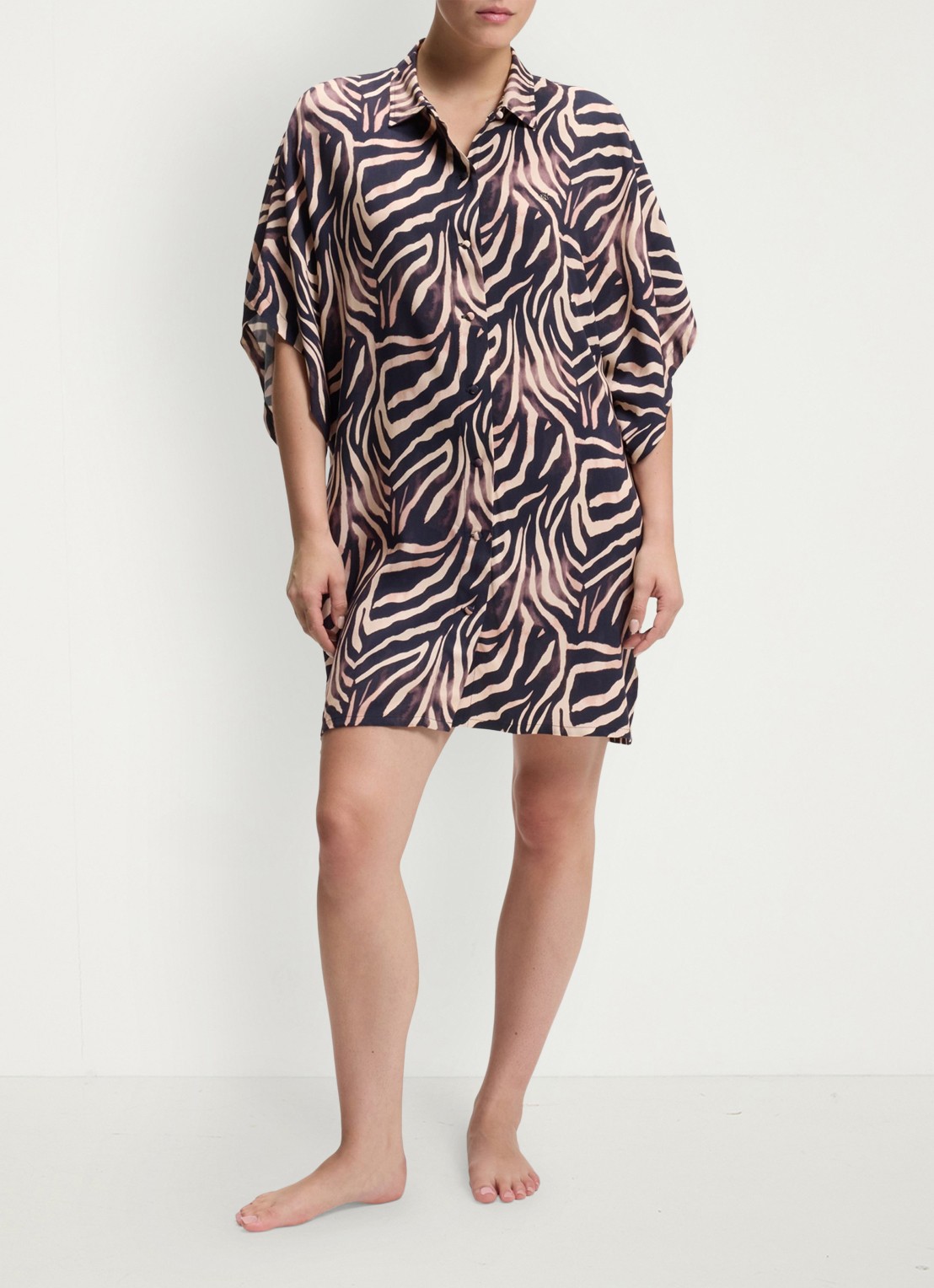 HUGO Mini blousejurk met grafische print - detail 3 zwart