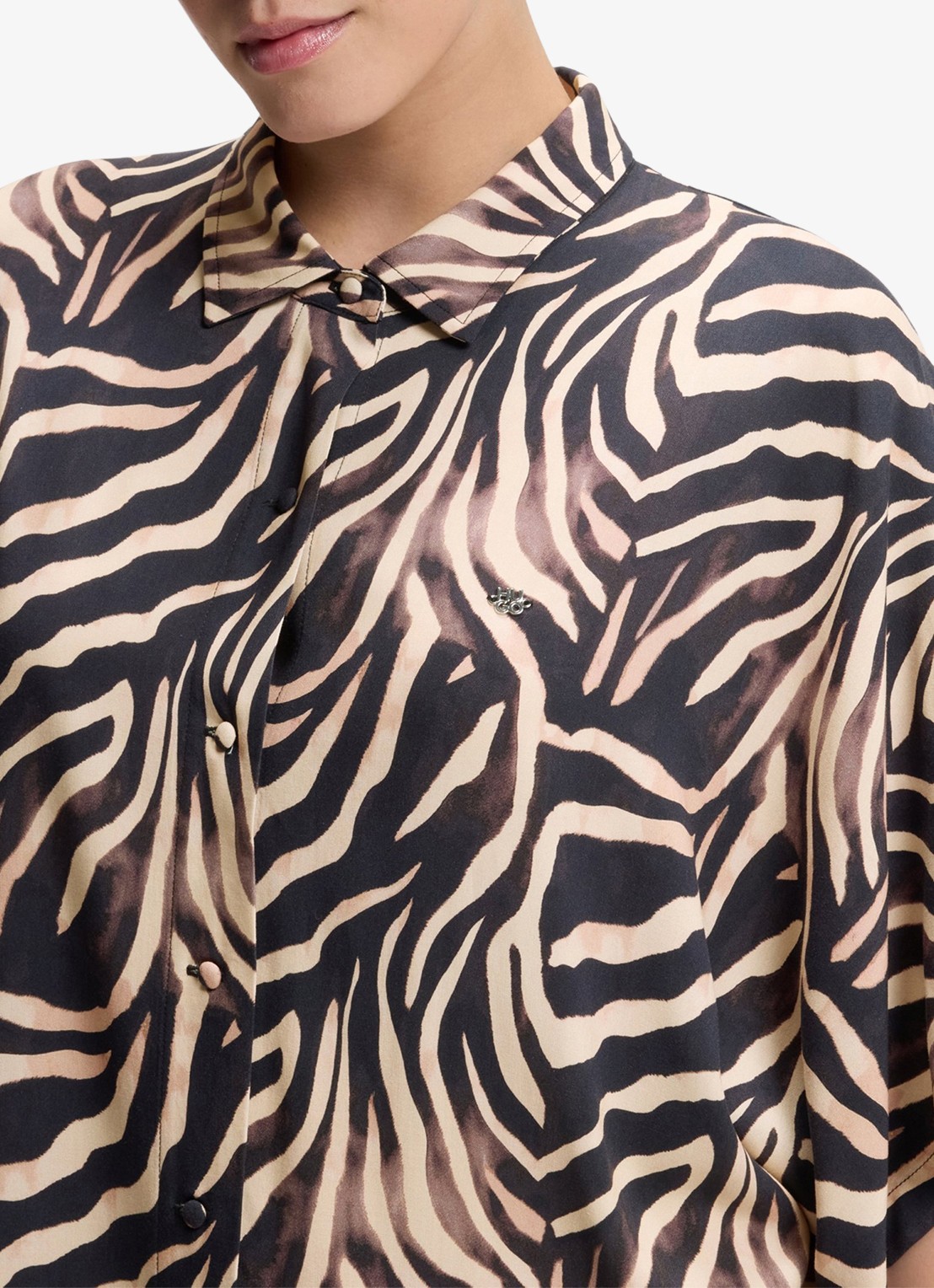 HUGO Mini blousejurk met grafische print - detail 4 zwart