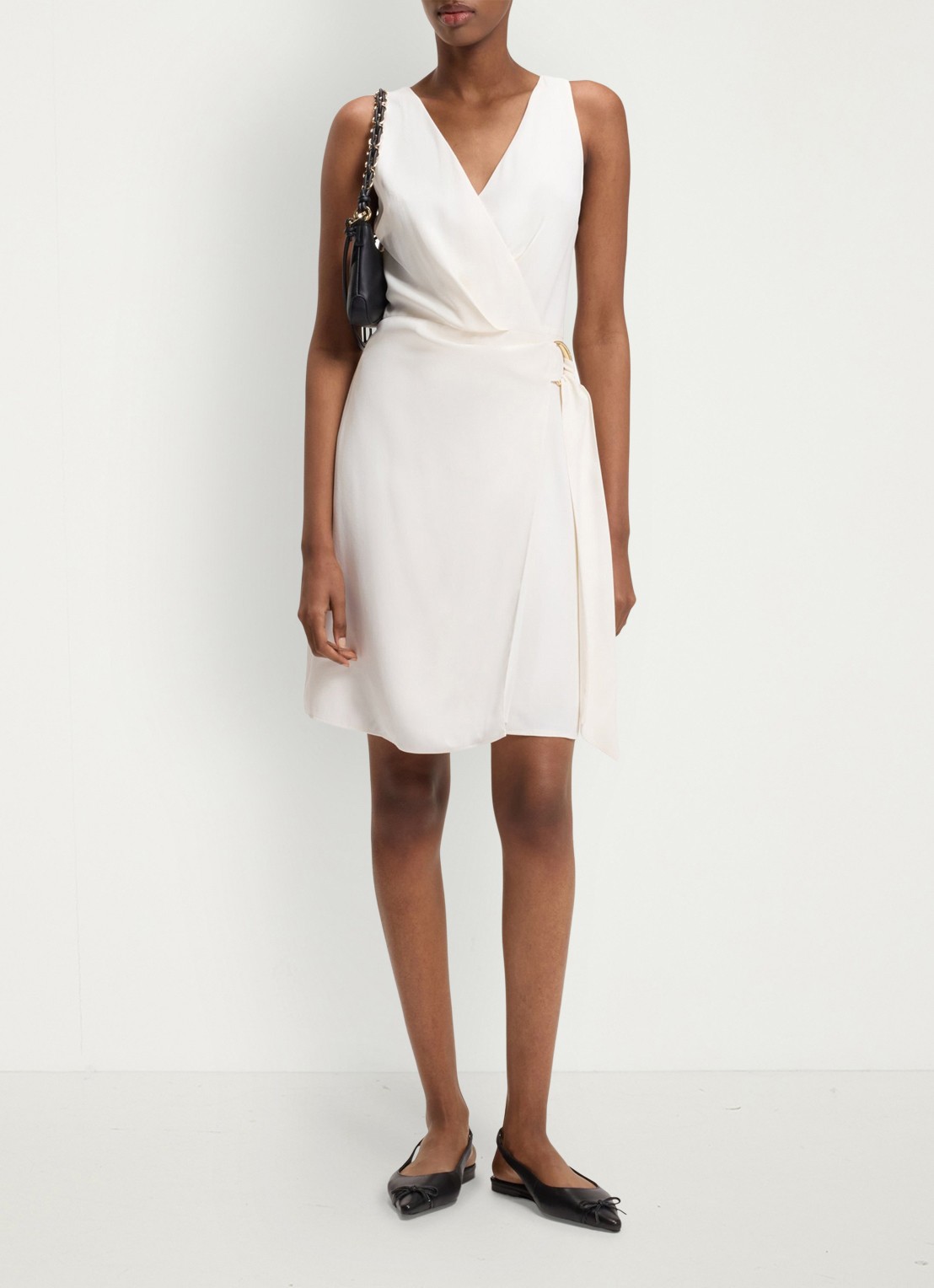 HUGO Mini jurk met geknoopt detail - voorkant 9 wit