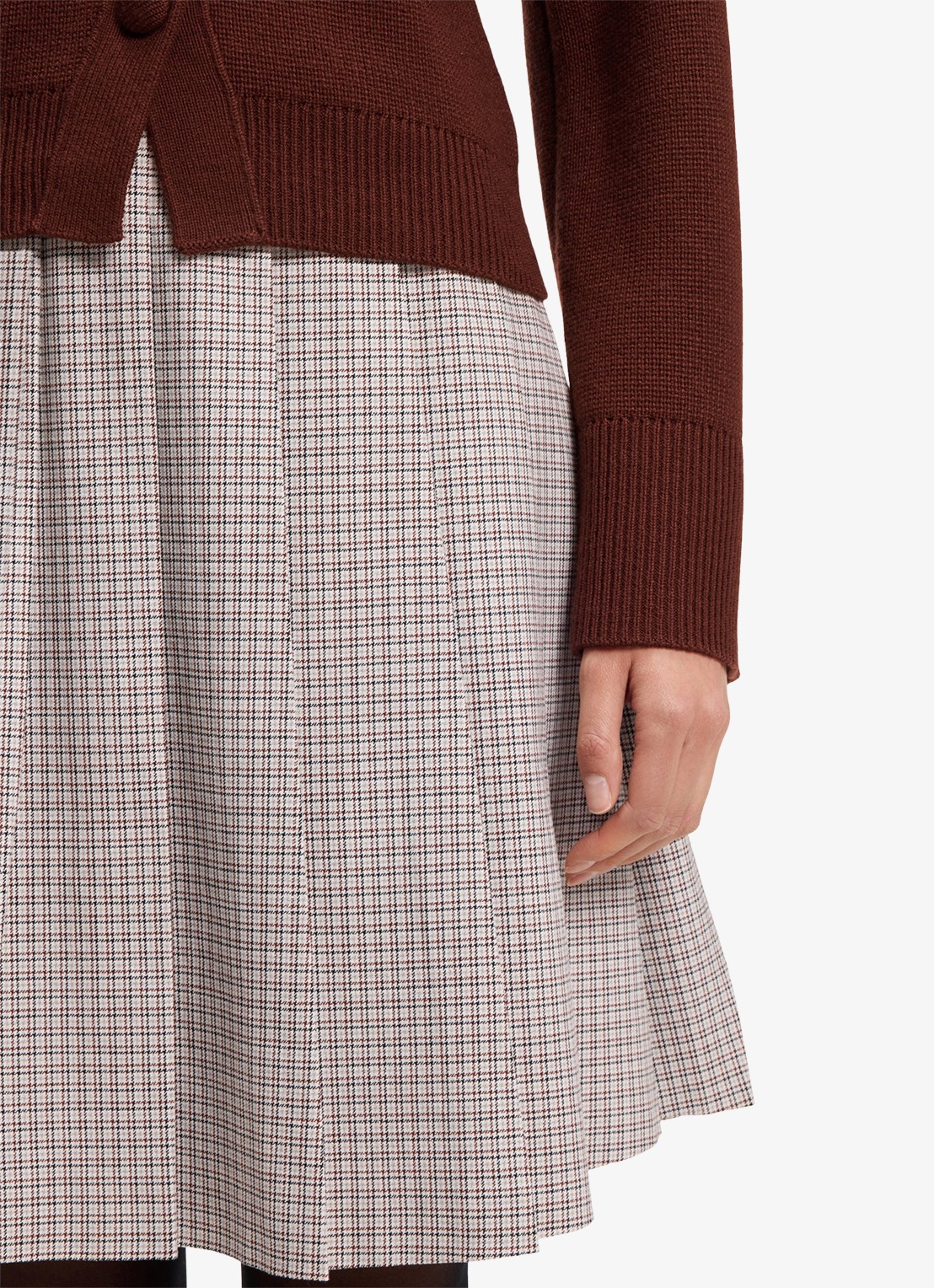 HUGO Mini rok met ruitdessin - detail 3 beige