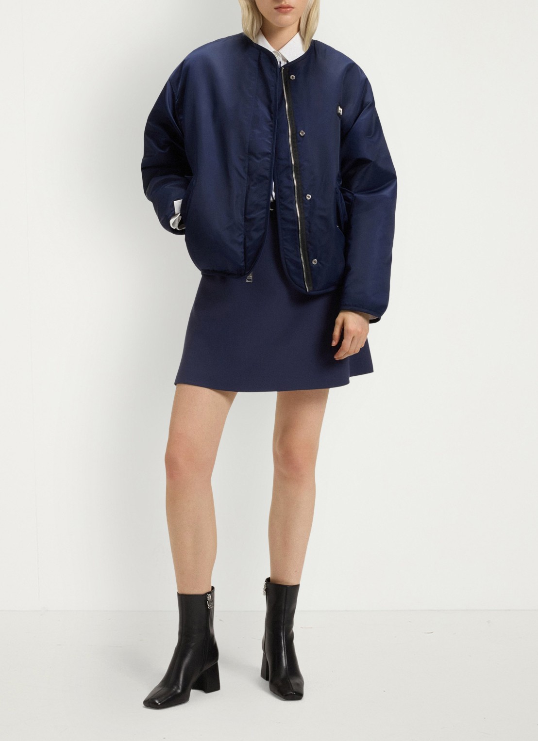HUGO Minirok met ceintuur - voorkant 3 donkerblauw