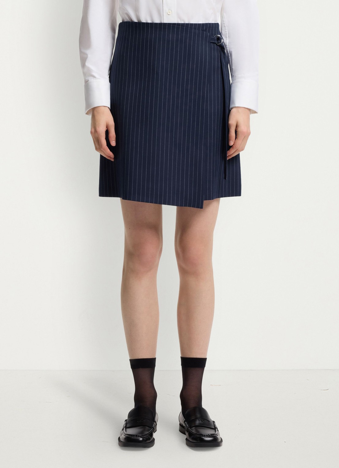 HUGO Minirok met krijtstreep - detail donkerblauw