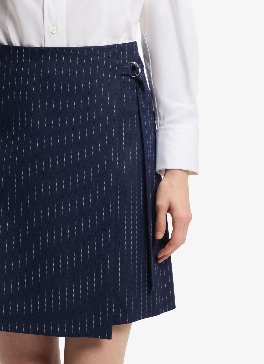 HUGO Minirok met krijtstreep - detail 2 donkerblauw
