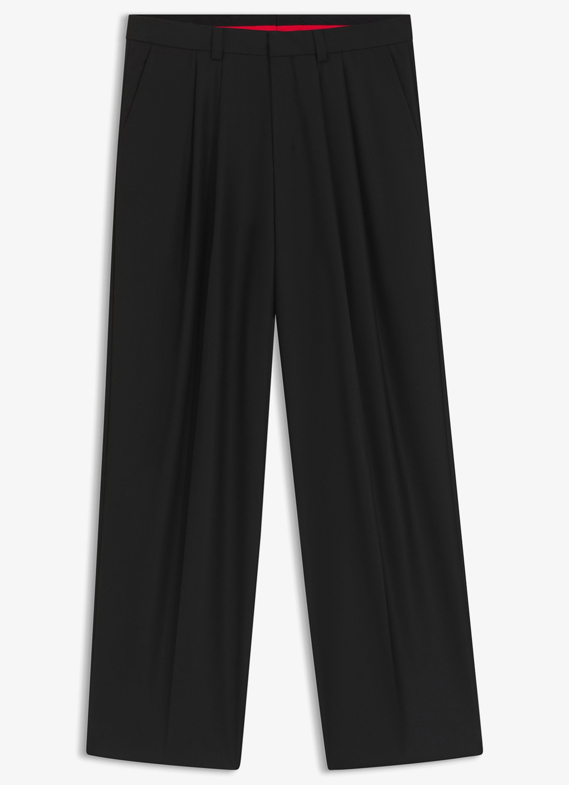 HUGO Modern fit pantalon in wolblend met persplooi - voorkant 5 zwart