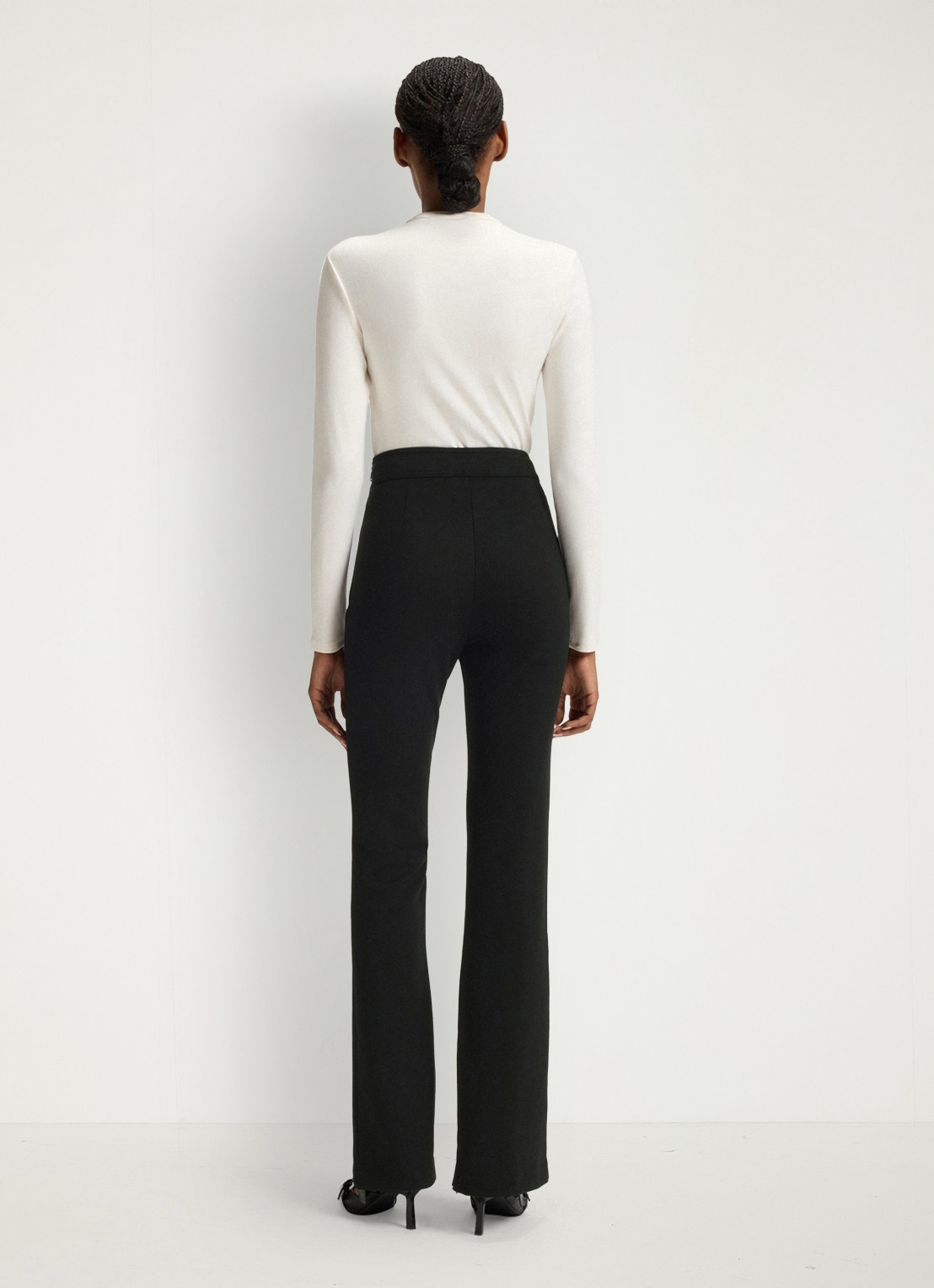 HUGO Nalvasi high waist flared fit pantalon met siernaad - achterkant 5 zwart