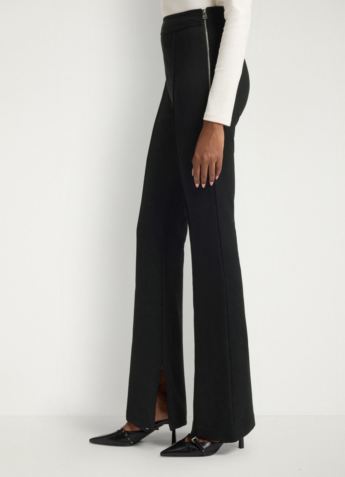 HUGO Nalvasi high waist flared fit pantalon met siernaad - detail 2 zwart