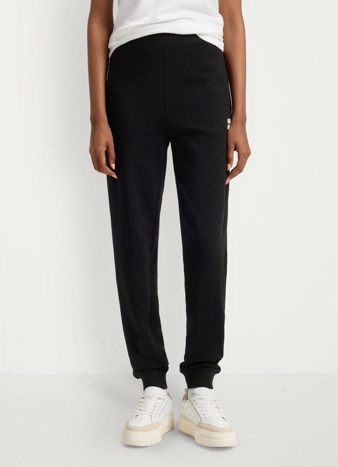 HUGO Nelfinia high waist tapered fit joggingbroek met logoborduring - detail 3 zwart