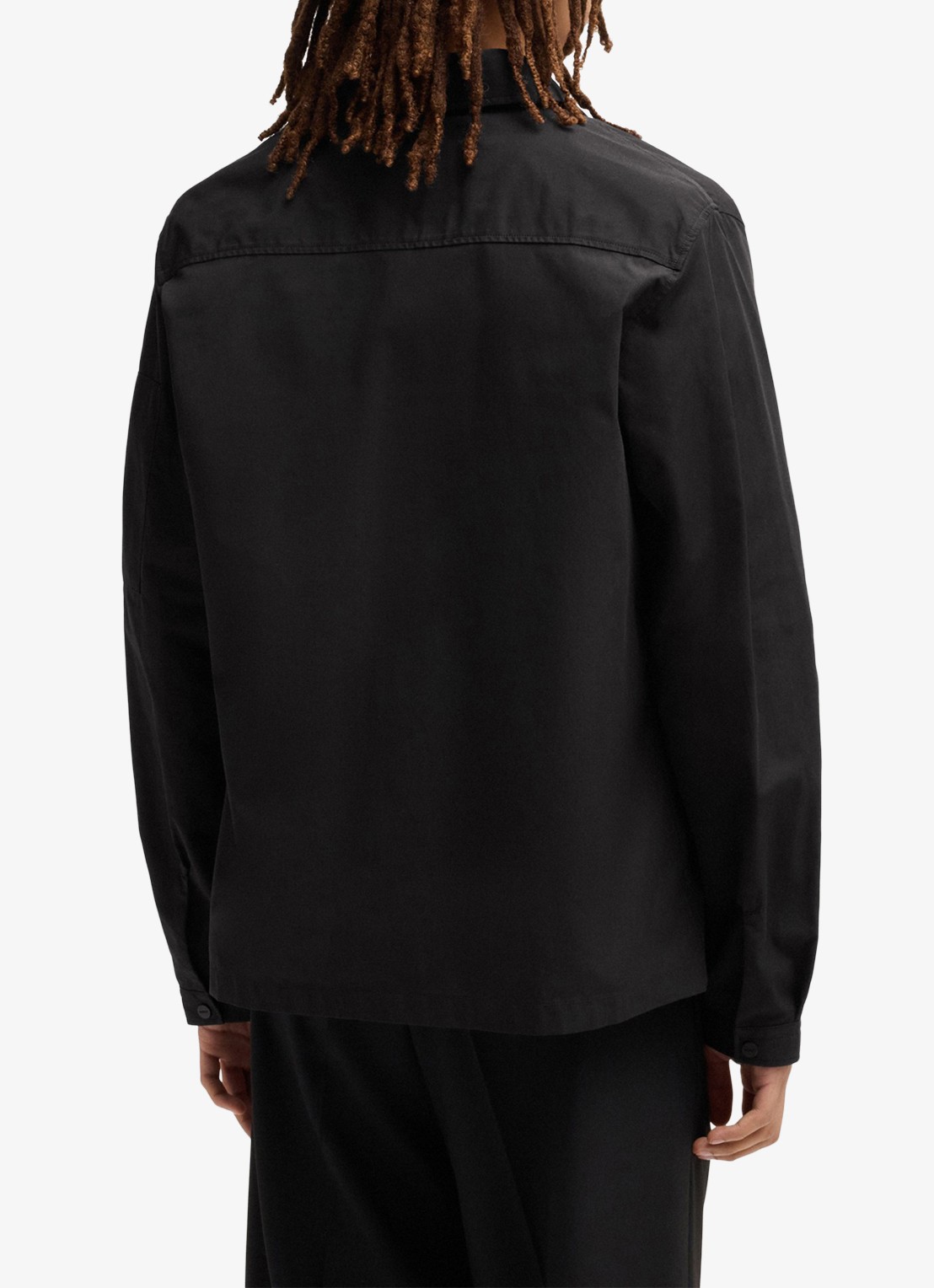 HUGO Overshirt van canvas en een katoenmix met ritssluiting en logolabel - achterkant 4 black-001 / zwart