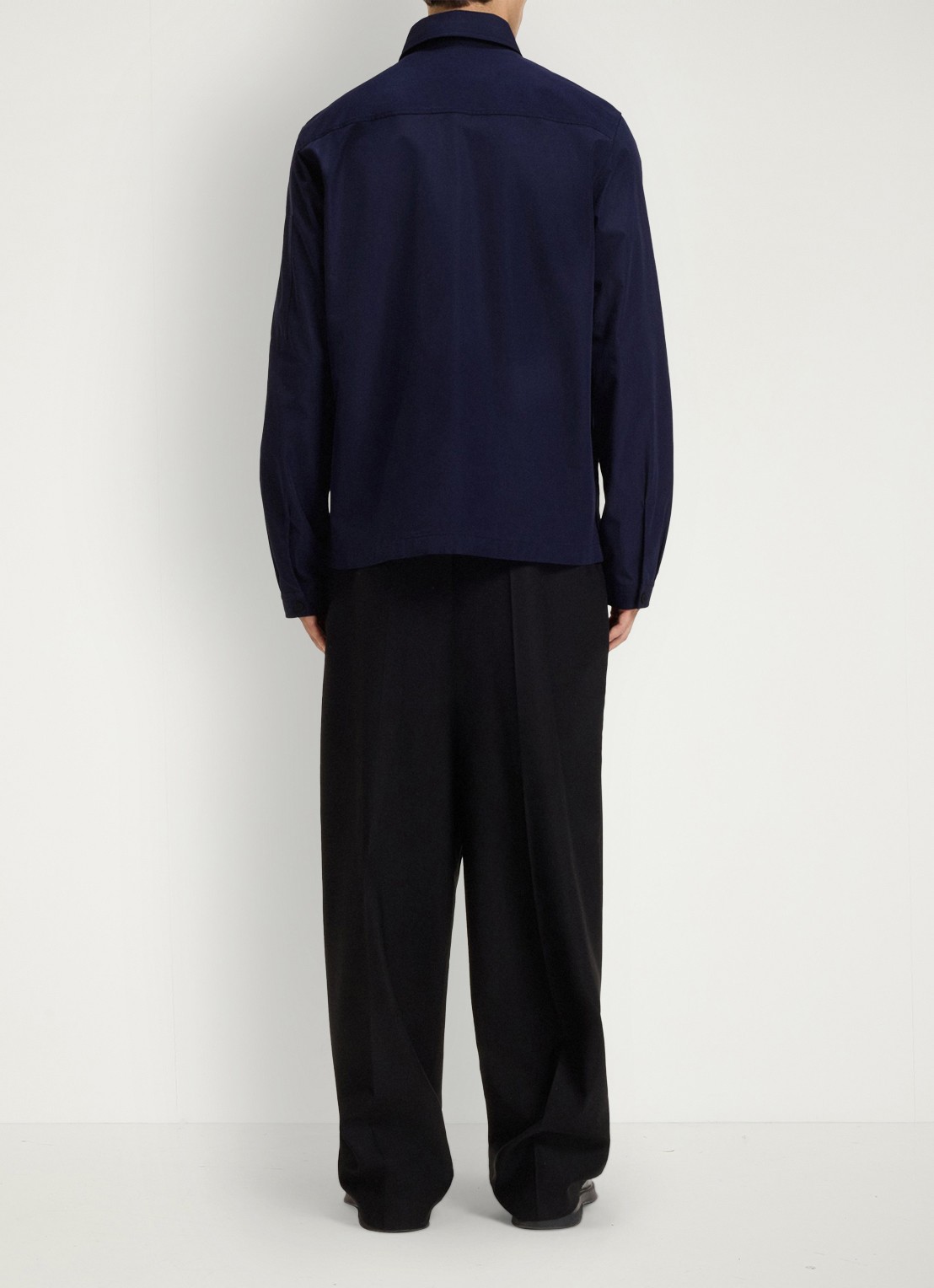 HUGO Overshirt van canvas en een katoenmix met ritssluiting en logolabel - achterkant navy-418 / blauw