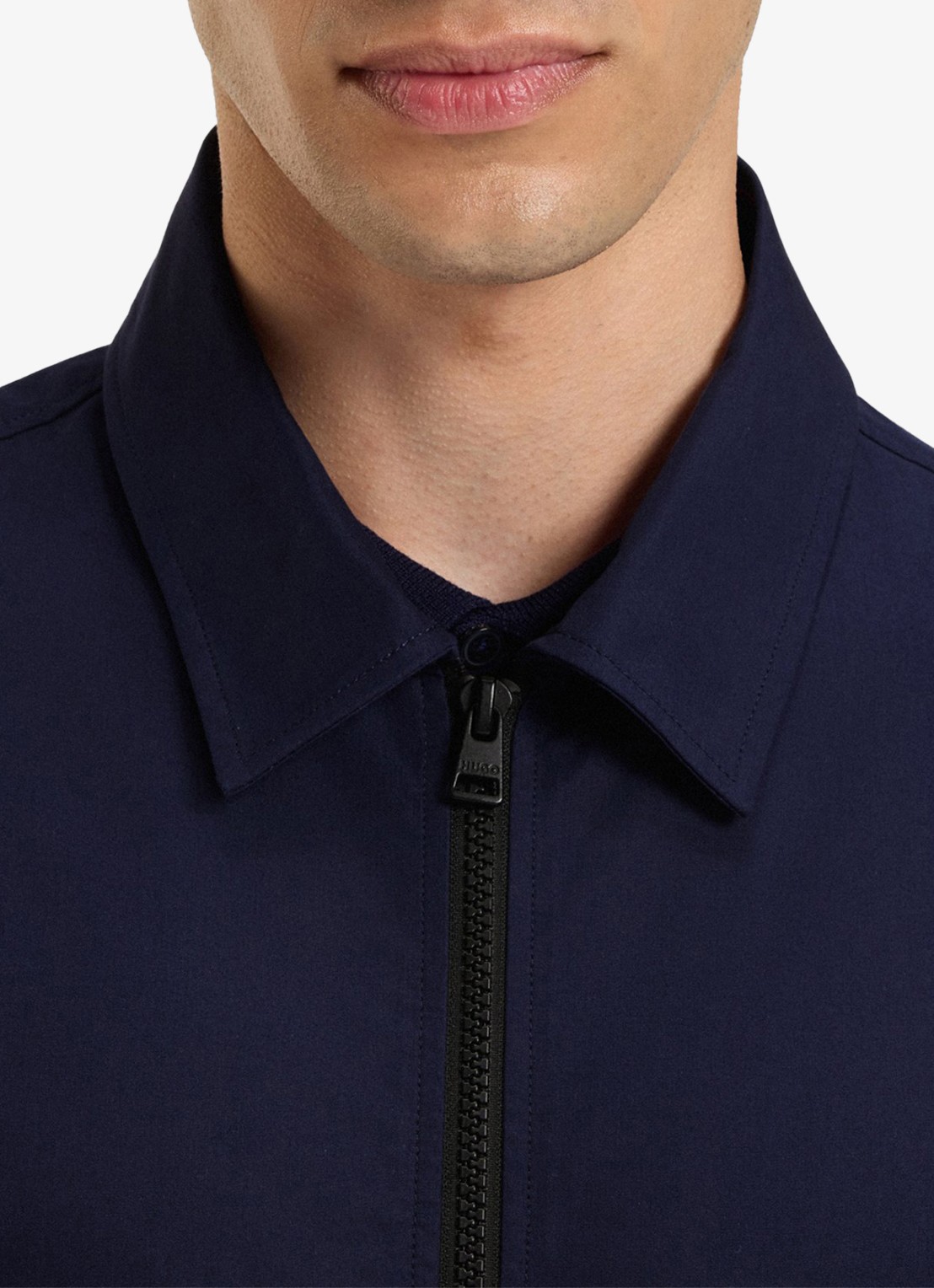 HUGO Overshirt van canvas en een katoenmix met ritssluiting en logolabel - detail 3 navy-418 / blauw