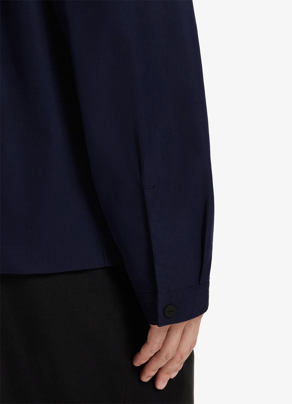HUGO Overshirt van canvas en een katoenmix met ritssluiting en logolabel - detail 4 navy-418 / blauw