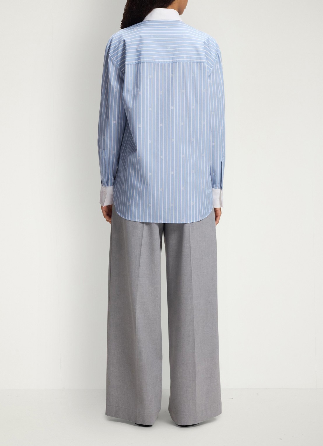 HUGO Oversized blouse met streepprint - achterkant 6 donkerblauw