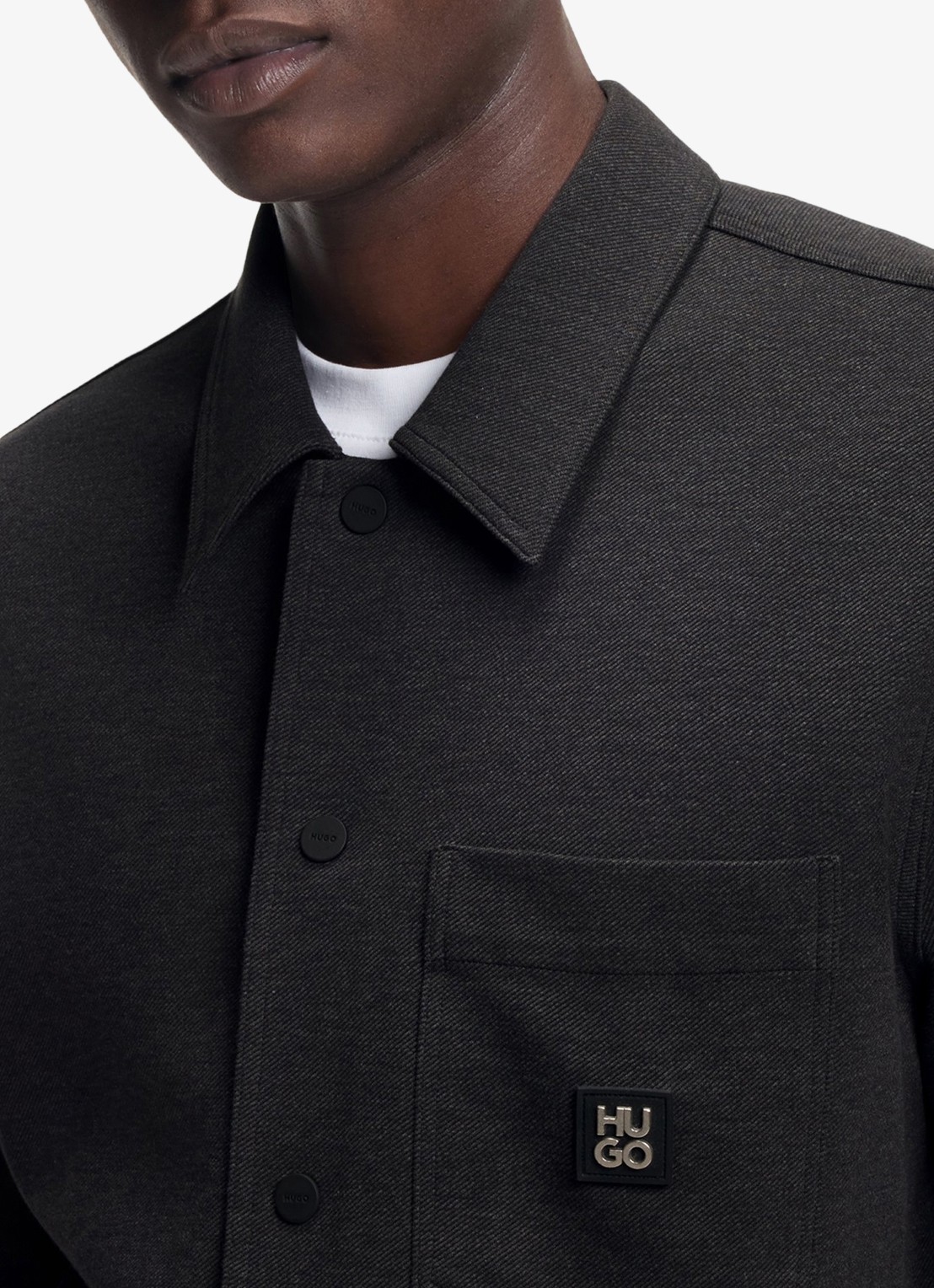 HUGO Oversized fit overhemd met borstzak - detail 5 donkergrijs