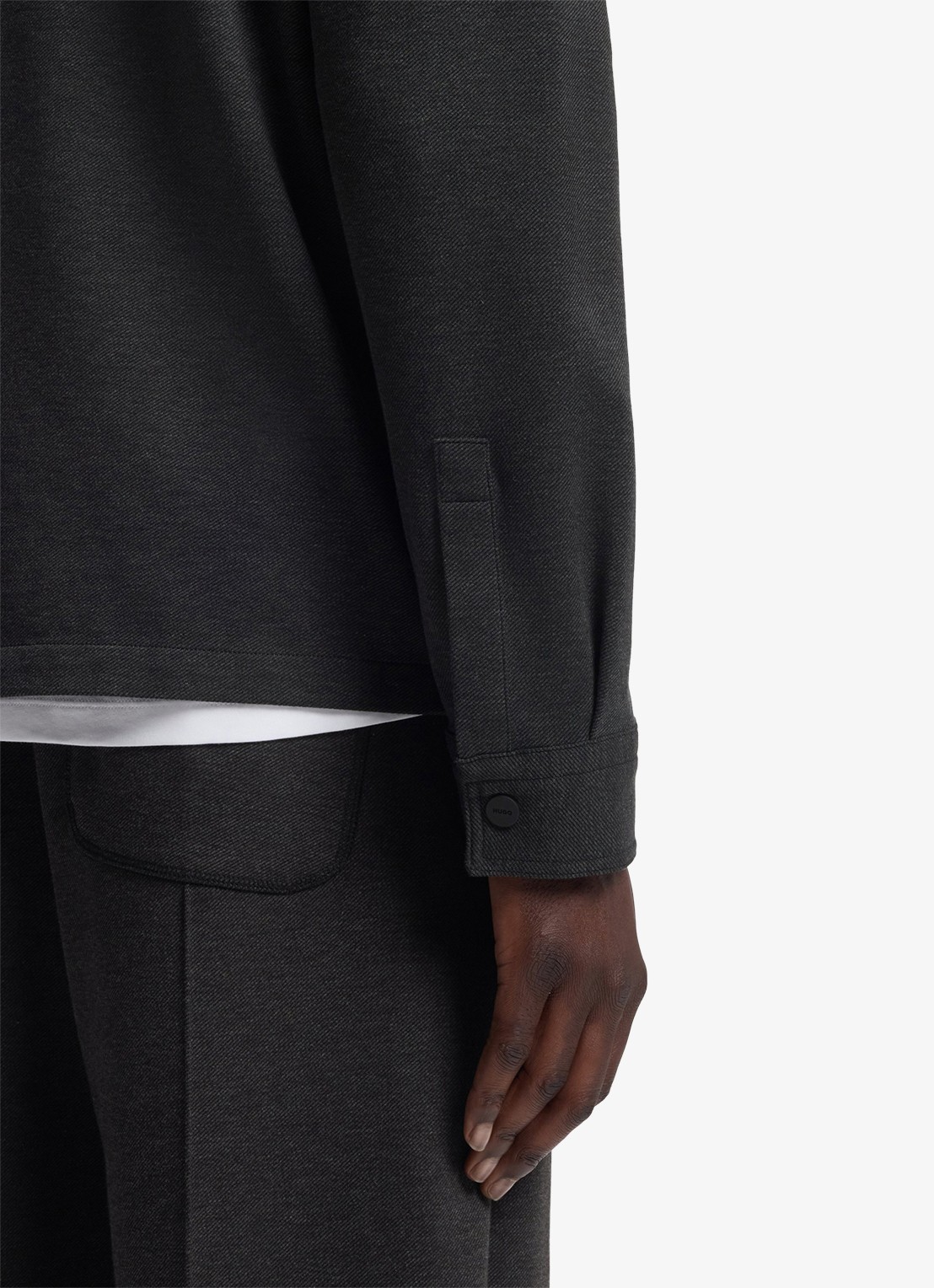 HUGO Oversized fit overhemd met borstzak - detail 6 donkergrijs
