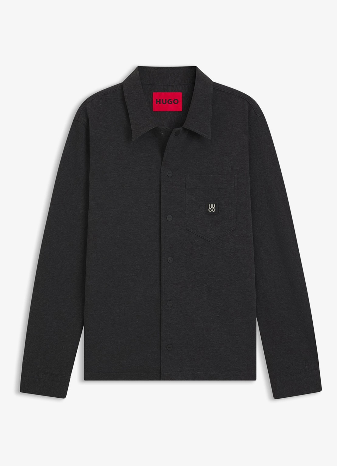 HUGO Oversized fit overhemd met borstzak - voorkant donkergrijs
