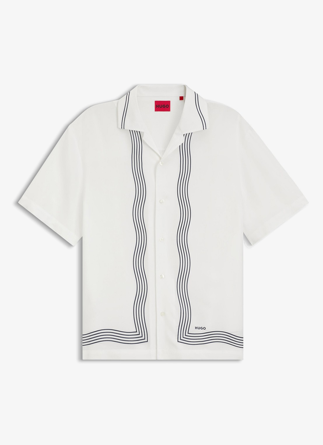 HUGO Oversized fit overhemd met grafische print - voorkant 5 creme