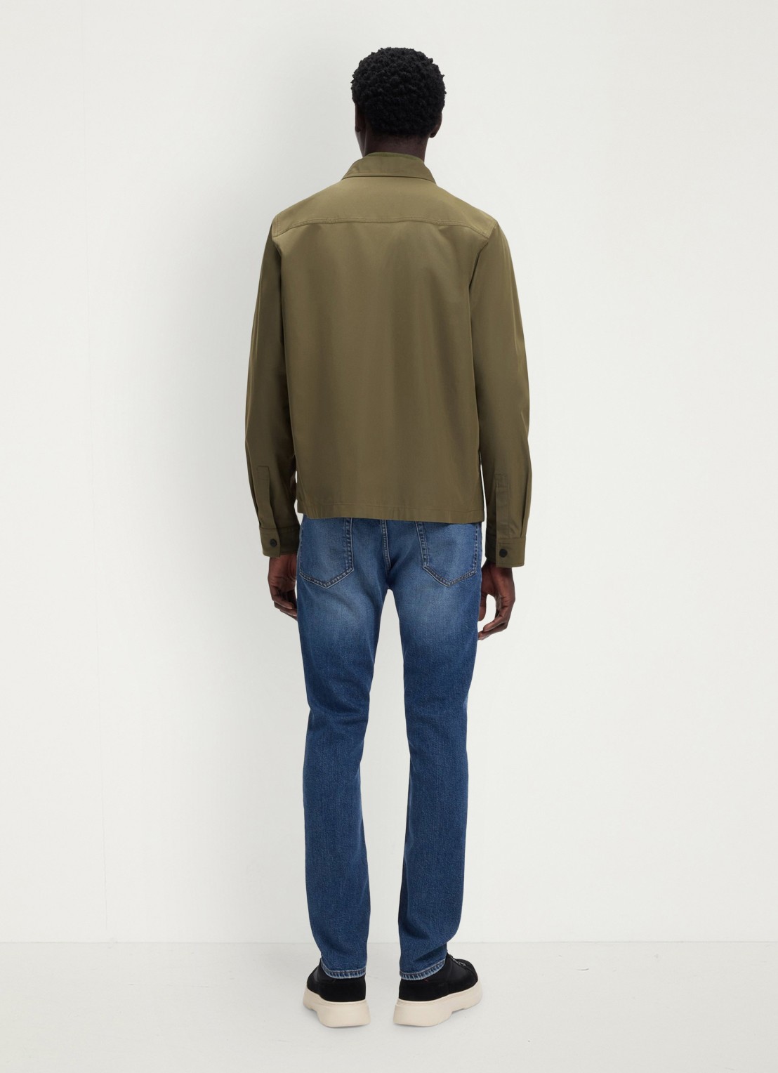 HUGO Oversized-fit overshirt van canvas van een katoenmix - achterkant khaki