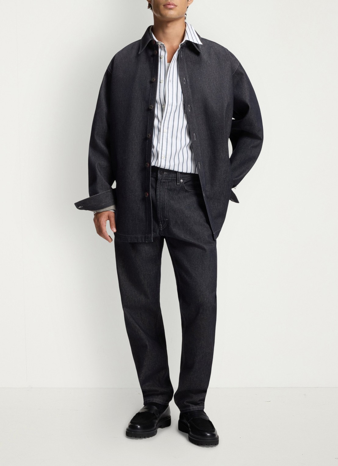 HUGO Oversized fit overshirt - voorkant 5 donkerblauw