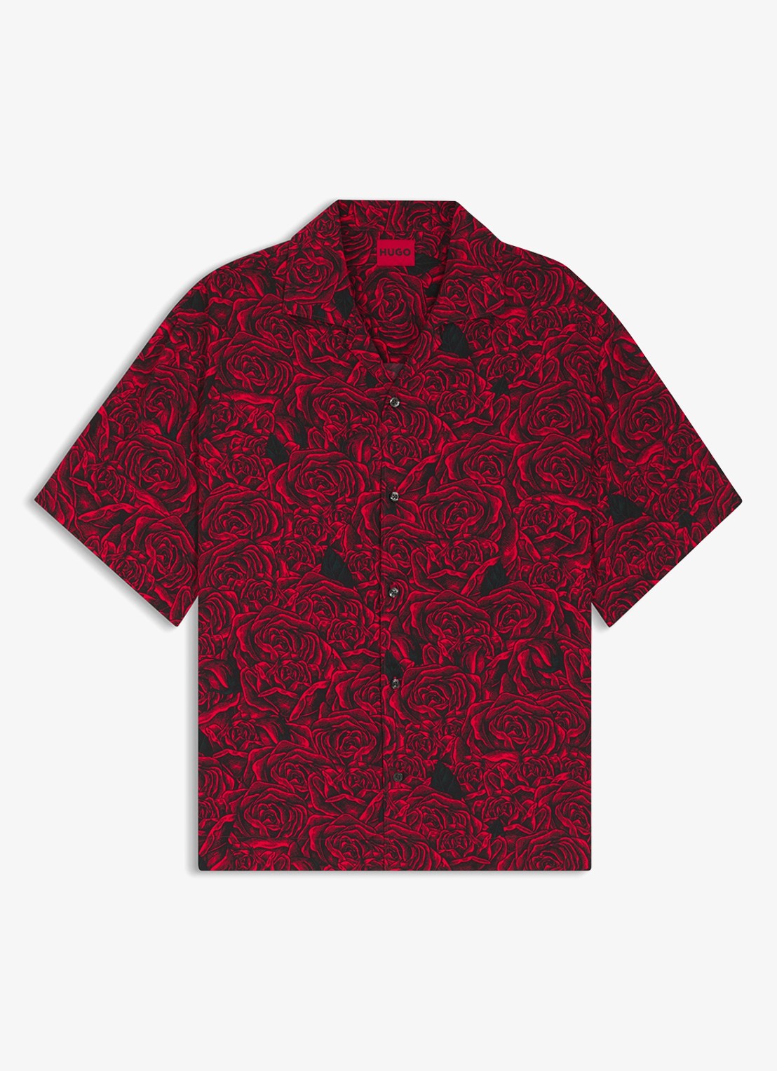 HUGO Oversized overshirt met grafische print - voorkant 5 rood