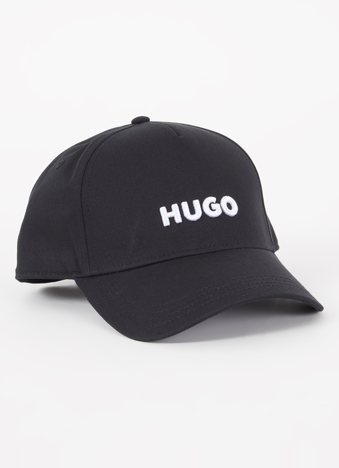 HUGO Pet van katoenen twill met logo - voorkant black-003 / zwart